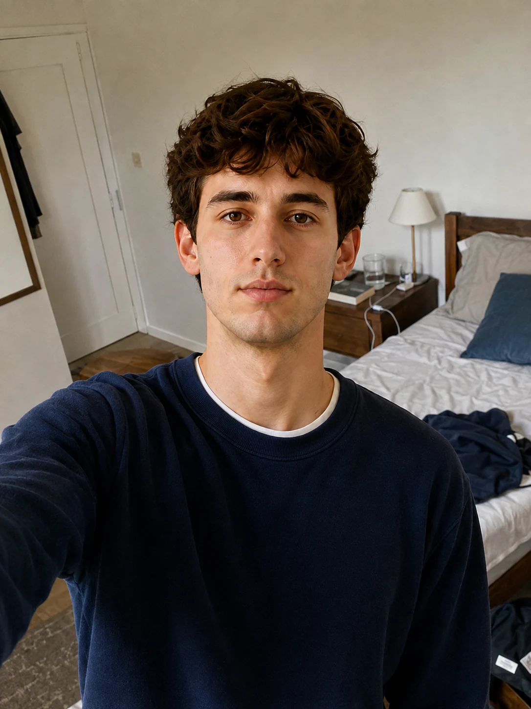 Everyday selfie in a bedroom