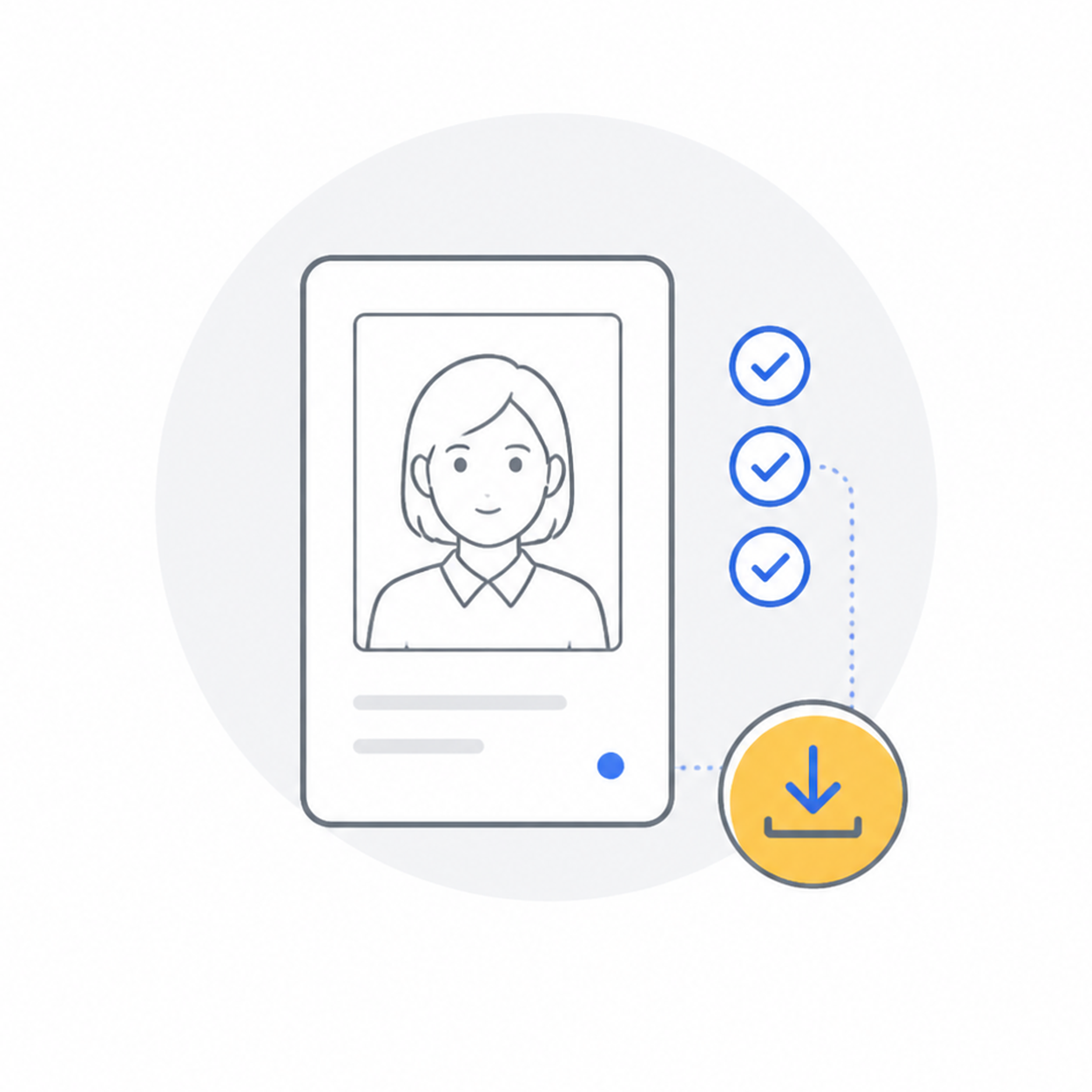 Illustration of checking and saving a prepared ID photo